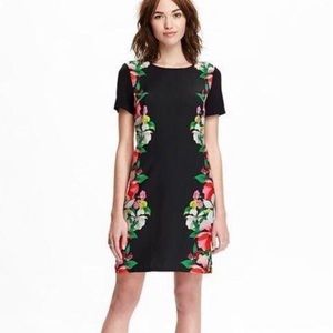 Black Floral + Tropical Mini Shift Dress